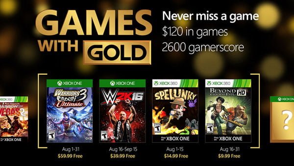 XBL Games Gold August